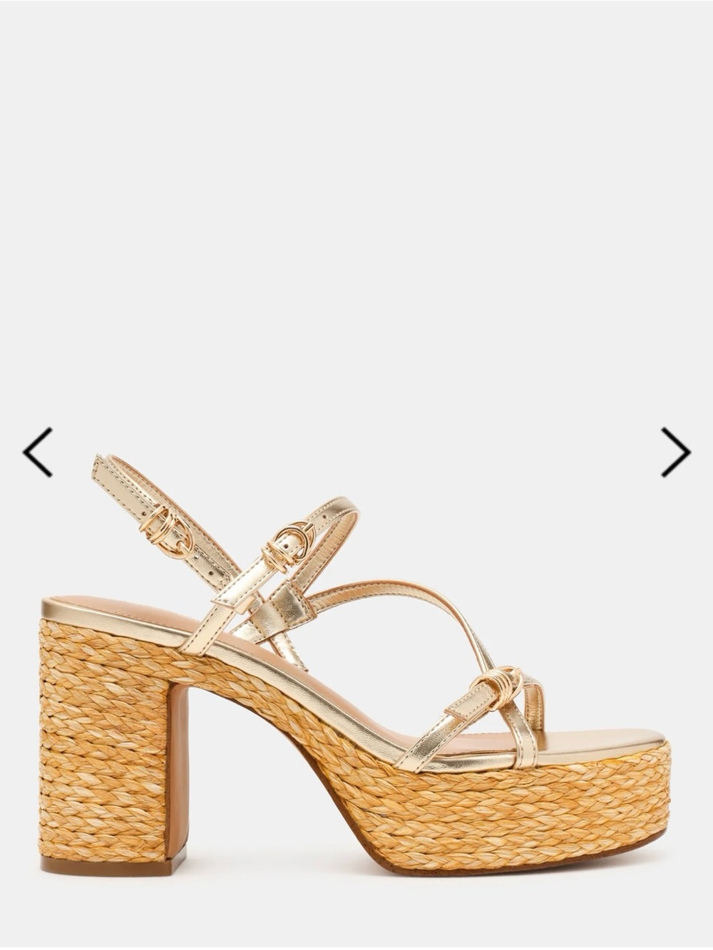 Steve Madden Metallic Gold Platform Sandal with Woven Block Heel
